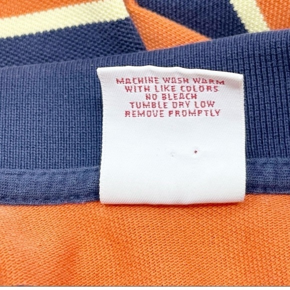BROOKS BROTHERS Mens ORIGINAL FIT PERFORMANCE POLO SHIRT Blue Orange Stripe L - Picture 7 of 7